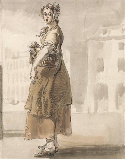London Cries: A Girl with a Basket of Oranges by Paul Sandby